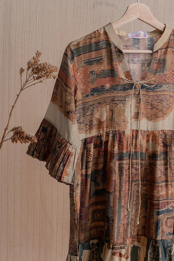 Tatva Pleated Sleeve Dress